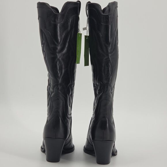 Steve Madden James Western Boots Womens Size 8.5 Black Leather Tall Cowgirl Boho - Picture 6 of 12